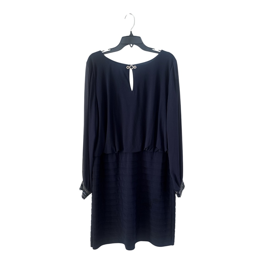 Elegant Navy Sheer Sleeve Dress